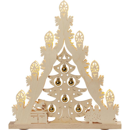 LED Lichterspitze 7 flg. Baum mit roten Kugeln 38,0 x 43,0 x 4,5 cm