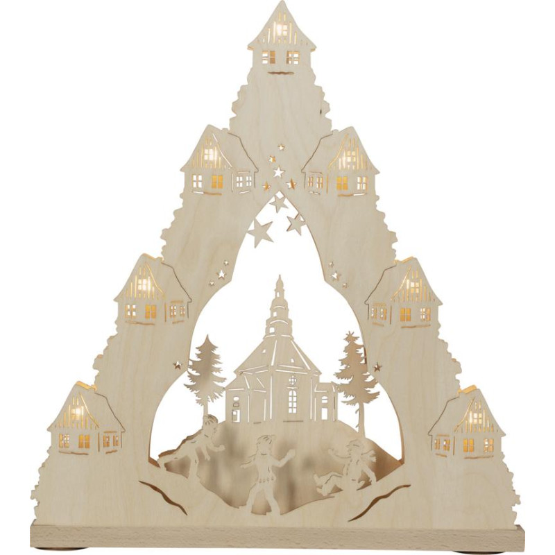 Lichterspitze 7 flg. Seiffener Kirche  38,0 x 43,0 x 4,5 cm