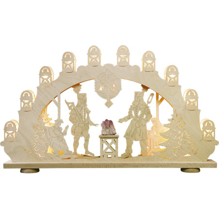 Lichterbogen 15 flg. Bergmann mit Amethyst 66,0 x 40,0 x 6,0 cm