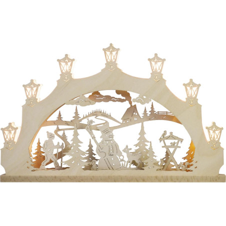 LED Lichterbogen 7 flg. Schneemann im Wald 52,0 x 32,0 x 4,5 cm