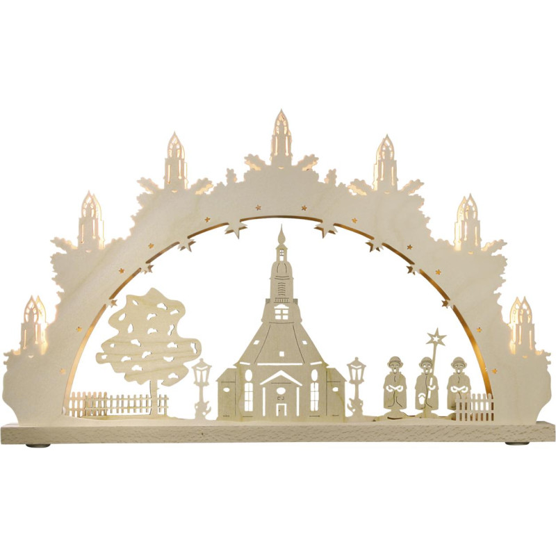 LED Lichterbogen 7 flg. Seiffener Kirche 52,0 x 31,7 x 4,5 cm