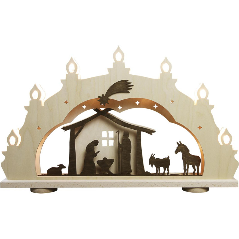Lichterbogen 7 flg. Rustikal Christi Geburt Natur 52,0 x 33,0 x 6,0 cm
