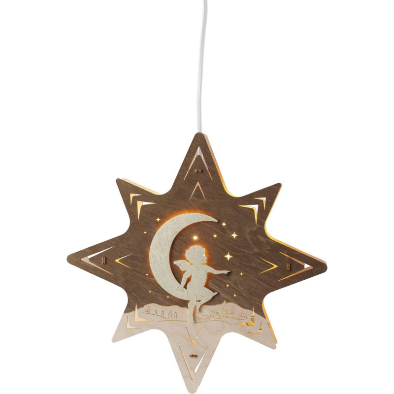 Fensterbild Stern Engel auf Mond 30,0 x 30,0 x 5,0 cm