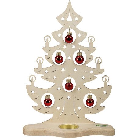 Teelichthalter Weihnachtsbaum mit roten Kugeln 1 TL 21,0 x 30,5 x 8,5 cm