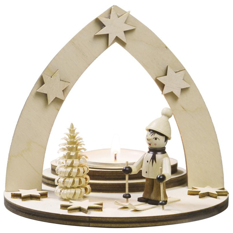 Teelichthalter Winterkind auf Ski 1 TL 12,0 x 11,5 x 12,0 cm