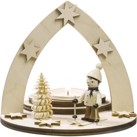 Teelichthalter Winterkind auf Ski 1 TL 12,0 x 11,5 x 12,0 cm