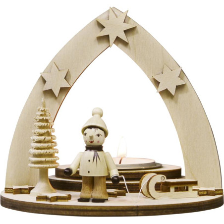 Teelichthalter Winterkind mit Schlitten 1 TL 12,0 x 11,5 x 12,0 cm