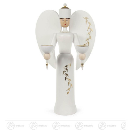 Engel mit floralem Muster weiß/gold für Kerzen d14mm -dregeno exklusiv-