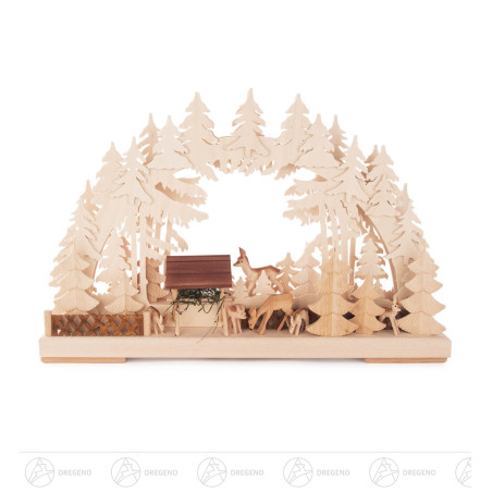 Schwibbogen Wildfütterung klein, indirekt elektrisch beleuchtet