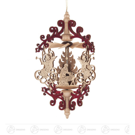 Wärmespiel Rollspan  Engel mit Posaune/Christi Geburt, zum Hängen 11cm