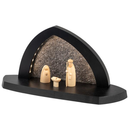 Gesteinsbogen 15x31x11cm anthrazit LED beleuchtet Heilige Familie
