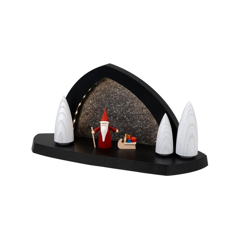 Gesteinsbogen 15x31x11cm anthrazit LED beleuchtet Weihnachtswichtel