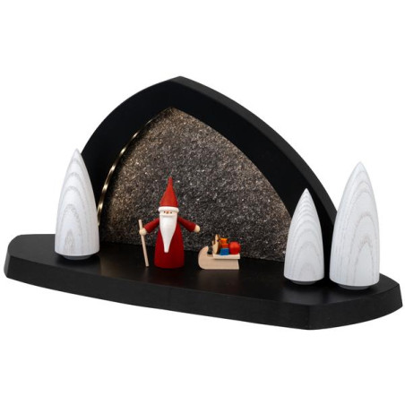 Gesteinsbogen 15x31x11cm anthrazit LED beleuchtet Weihnachtswichtel