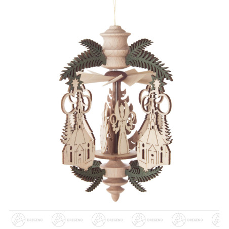 Wärmespiel Zweig Seiffener Kirche/Engel, Bergmann, Reiterlein, zum Hängen