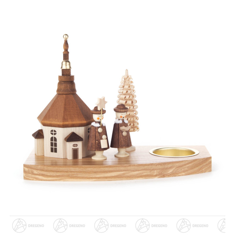 Teelichthalter mit Seiffener Kirche und Kurrende