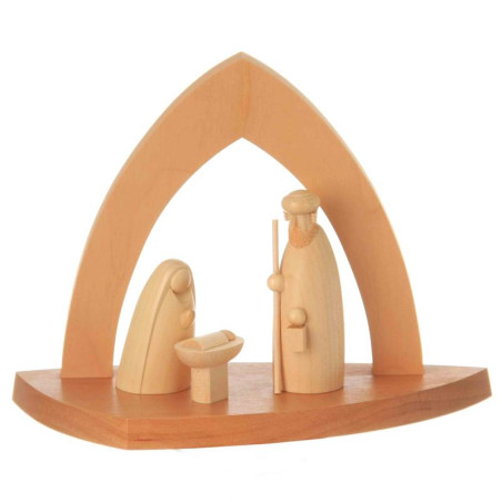Bogenkrippe natur mit Heiliger Familie 11cm