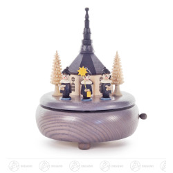 Spieldose mit Seiffener Kirche und Kurrende, grau Melodie: Süßer die Glocken