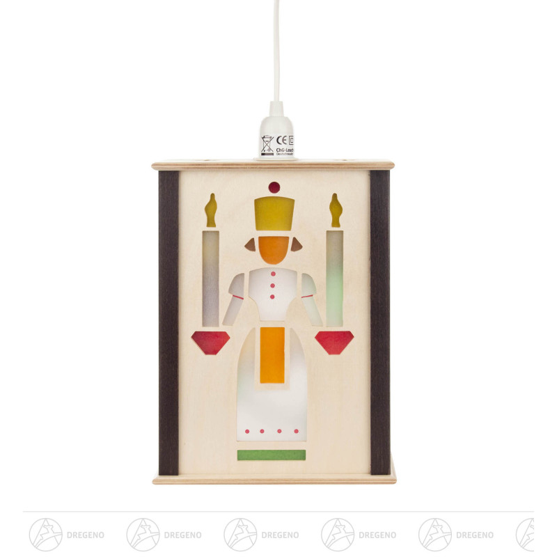 Fensterlaterne Seiffener Kirche und Lichterengel, klein 23cm