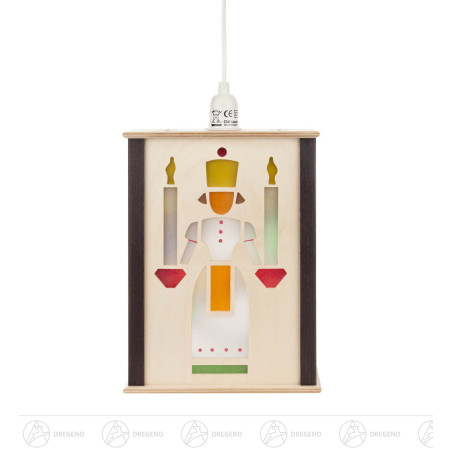 Fensterlaterne Seiffener Kirche und Lichterengel, klein 23cm