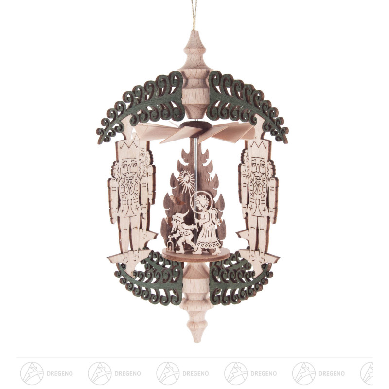 Wärmespiel Rollbaum Nussknacker, Weihnachtsmann und Hirsch, zum Hängen 12cm