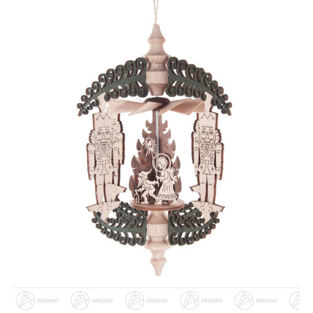 Wärmespiel Rollbaum Nussknacker, Weihnachtsmann und Hirsch, zum Hängen 12cm