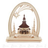 Erzgebirgsbogen Seiffener Kirche und Kurrende mit LED-Beleuchtung 33x31cm