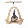 Pyramide mit Seiffener Kirche, Kurrende und Turmbläsern, für Teelichte