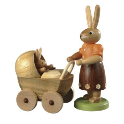 Hasenmutter mit Kinderwagen