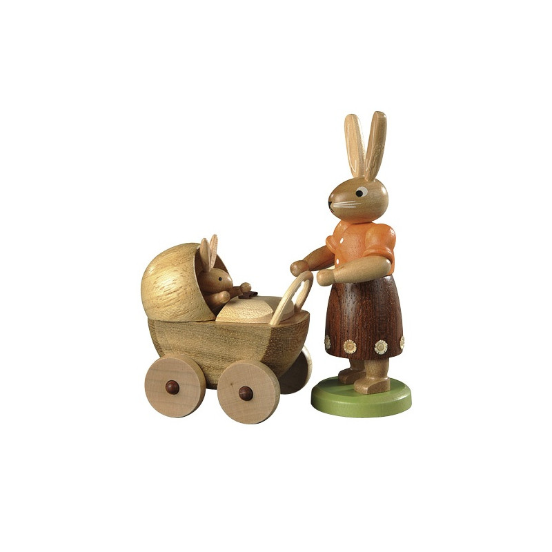 Hasenmutter mit Kinderwagen