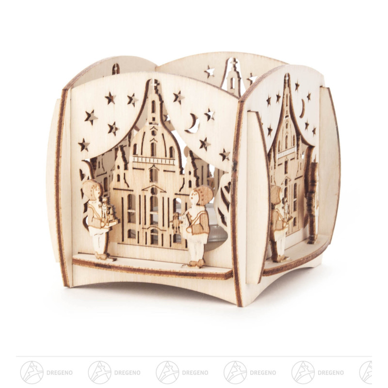 Teelichthalter Dresdner Frauenkirche und Striezelkinder 8cm