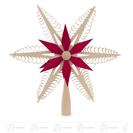 Christbaumspitze Spanstern,rot-natur Durchmesser 24cm