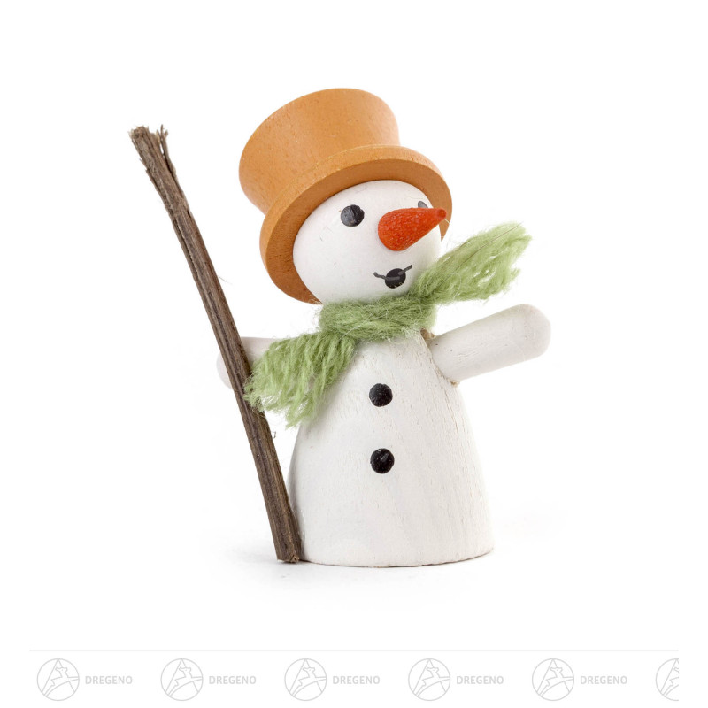 Schneemann mit orangenem Zylinder 5cm