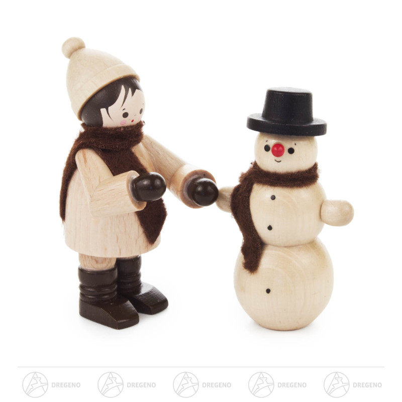 Schneemannbauer mit Schneemann natur (2) 6cm