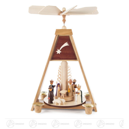 Pyramide mit Christi Geburt, farbige Figuren, für Kerzen d14mm