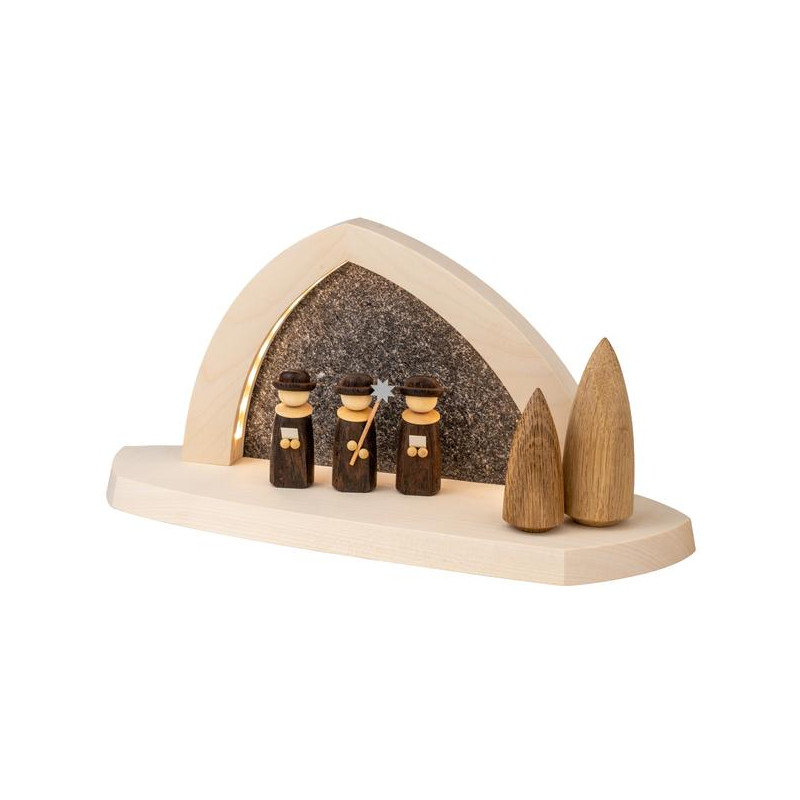 Gesteinsbogen 15x31x11cm natur LED beleuchtet Weihnachtssänger