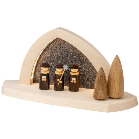 Gesteinsbogen 15x31x11cm natur LED beleuchtet Weihnachtssänger