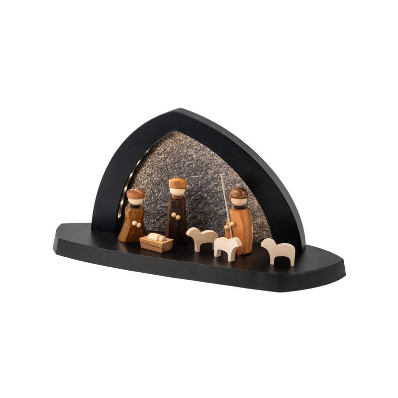 Gesteinsbogen 15x31x11cm anthrazit LED beleuchtet Christi Geburt