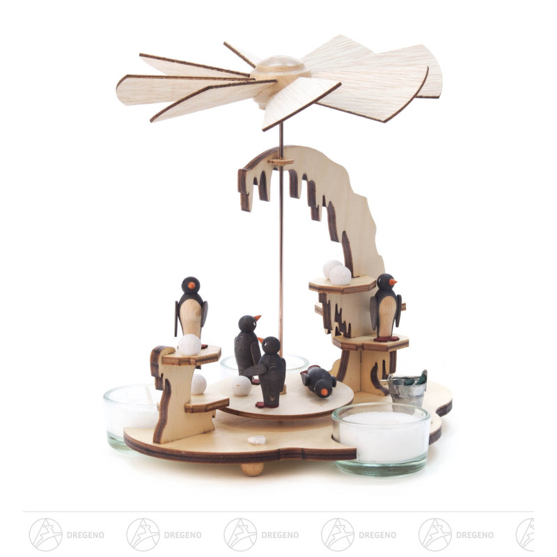Pyramide mit Pinguinen, für Teelichte