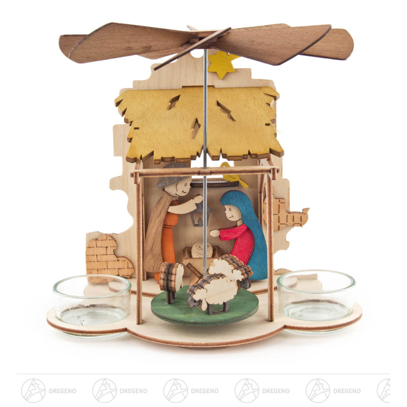 Bastelset Wand-/Tischpyramide mit Krippe 18x12cm