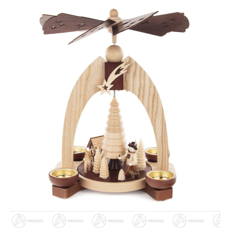 Pyramide mit Jäger und Rehen natur für Teelichte