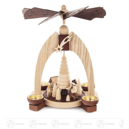 Pyramide mit Jäger und Rehen natur für Teelichte