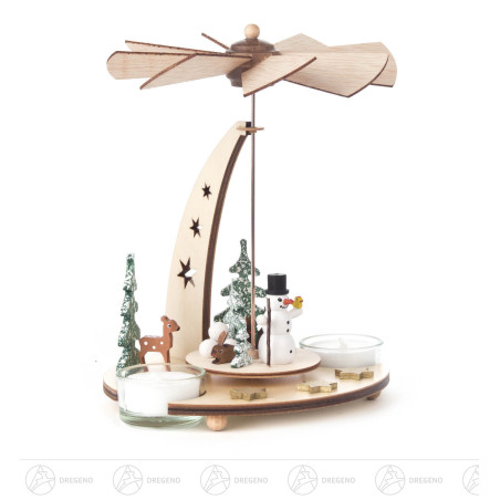Pyramide mit Schneemann, für Teelichte