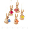 Behang Mini-Hasen (6) sortiert (je 2 Stück mit Ei,Blume,Herz) 3cm