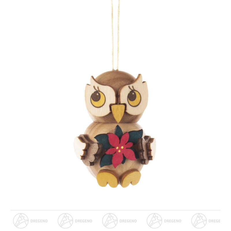 Behang Eulenkind mit Weihnachtsstern 4cm