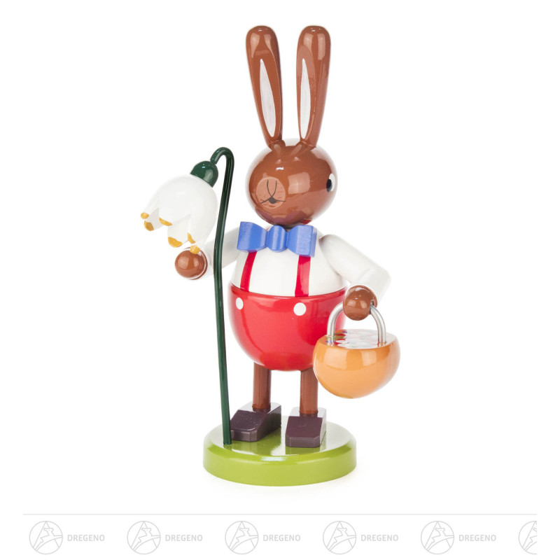 Hase mit Korb und Blume groß 17cm