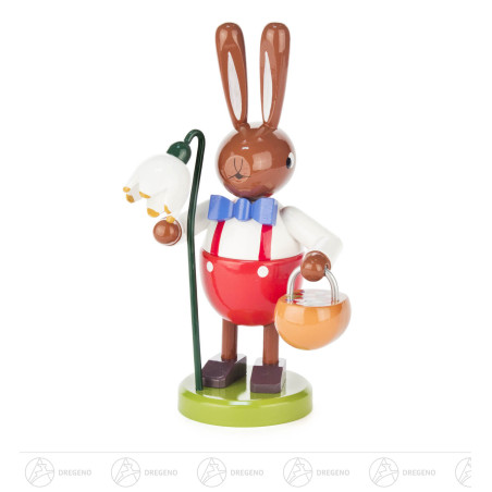 Hase mit Korb und Blume groß 17cm