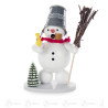 Räuchermann Schneemann mit Eimerhut, Baum und Vogel