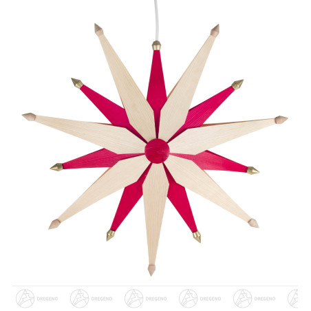 Weihnachtsstern doppelt natur/rot, elektr. Beleuchtung 48cm
