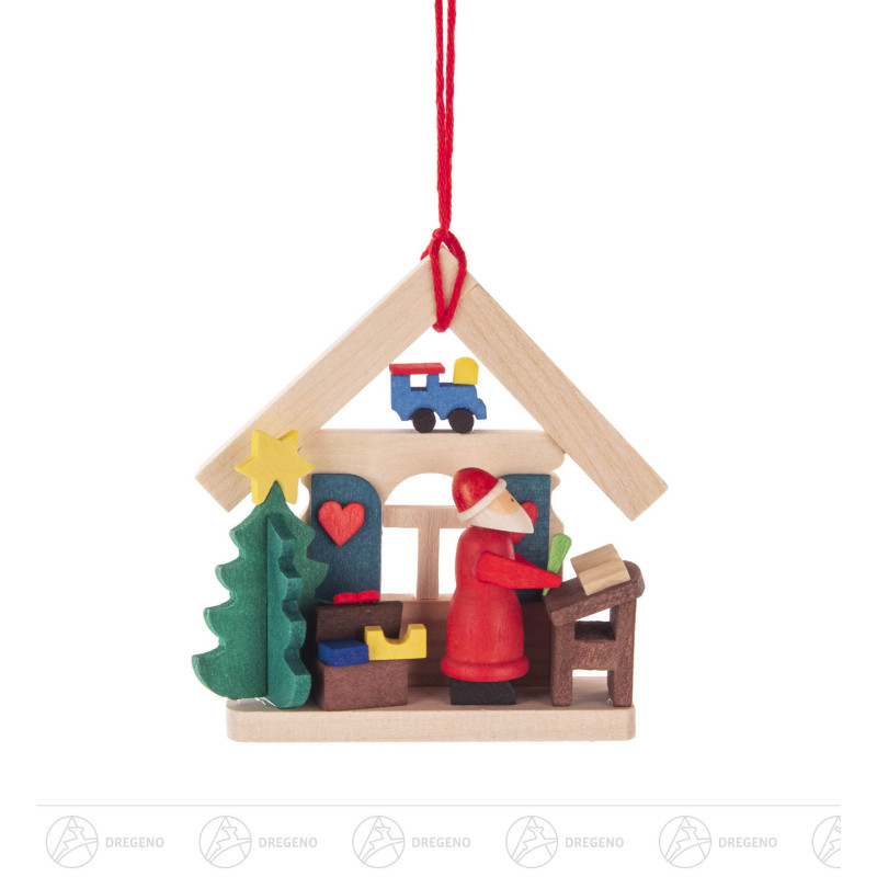 Behang Haus Weihnachtsmann mit Wunschzettel 7cm