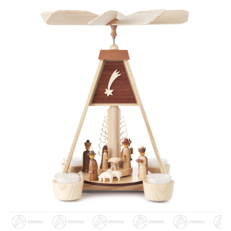 Pyramide mit Christi Geburt, für Teelichte